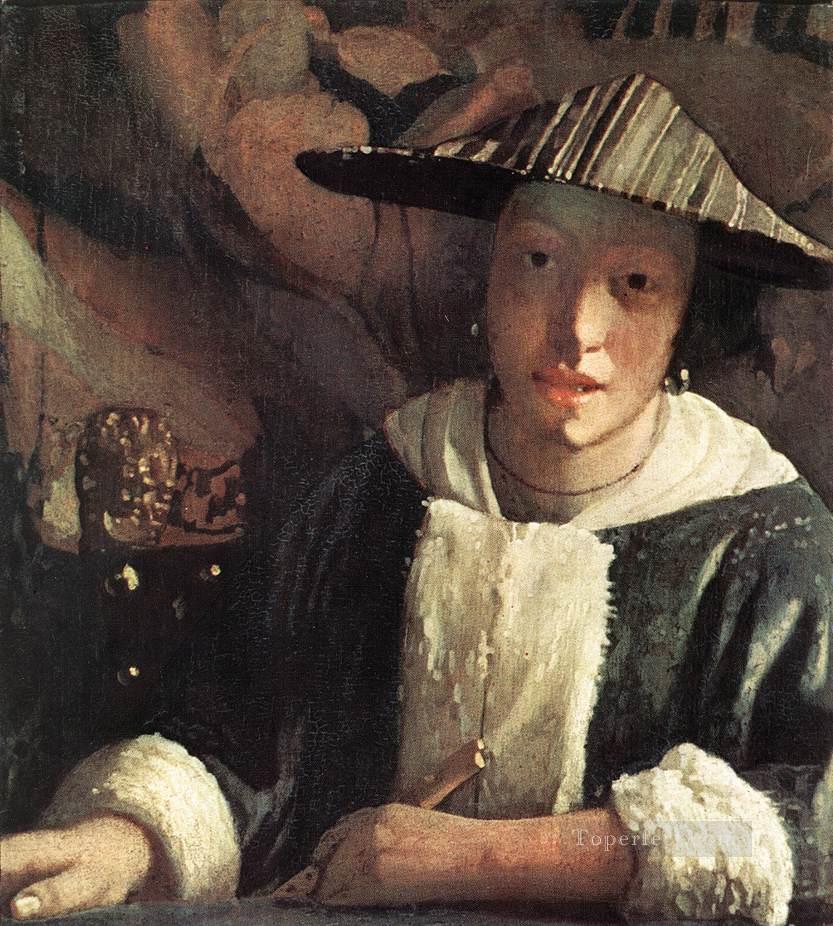Joven con flauta barroca Johannes Vermeer Pintura al óleo